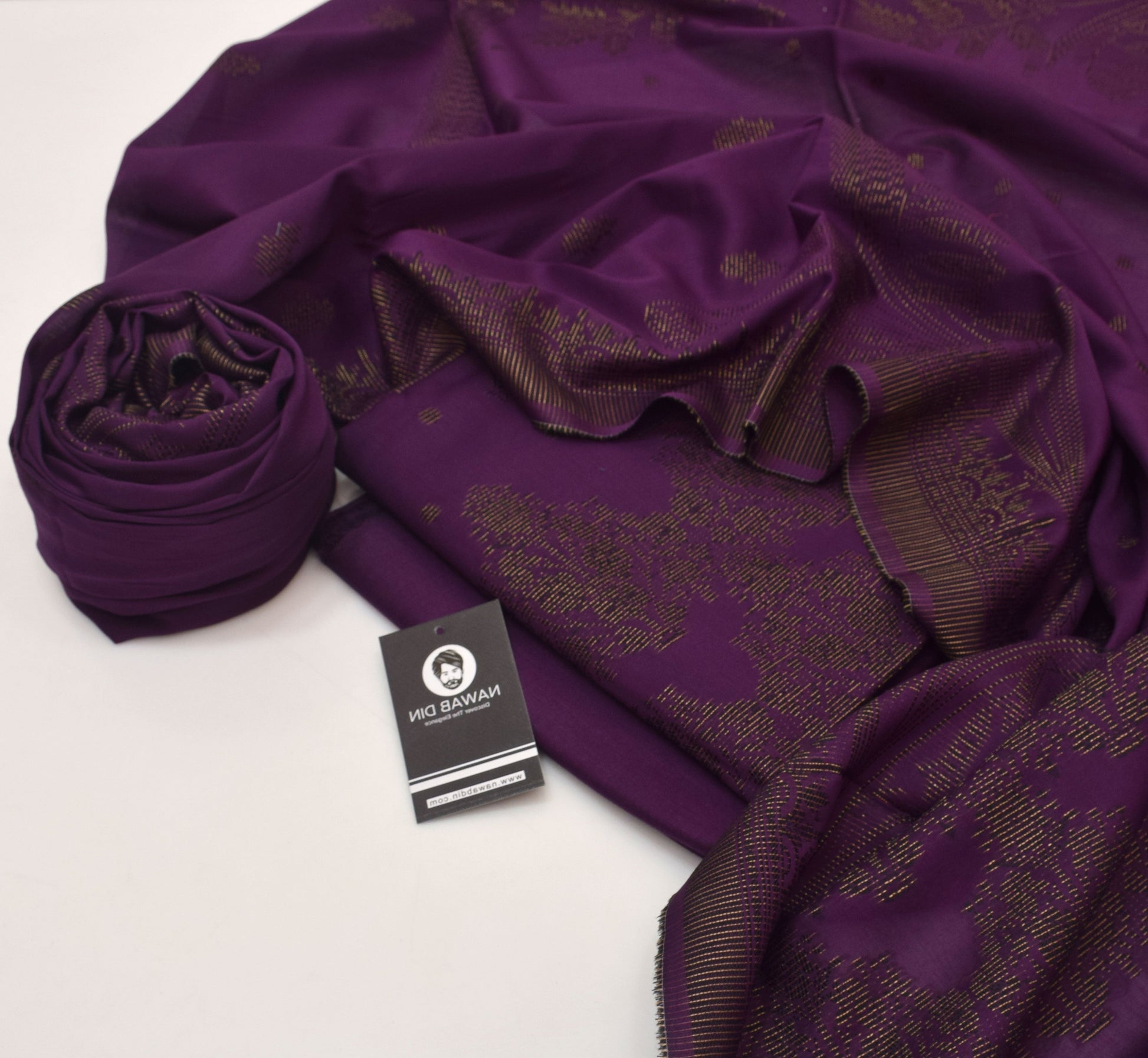 3 Pc Brosha Lawn Suit - Nawab Din