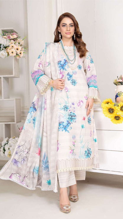 3 Pc Doria Lawn Digital Printed Suit