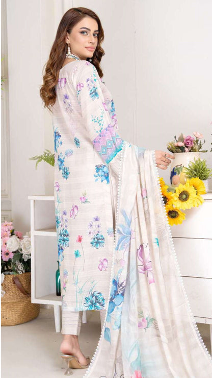 3 Pc Doria Lawn Digital Printed Suit