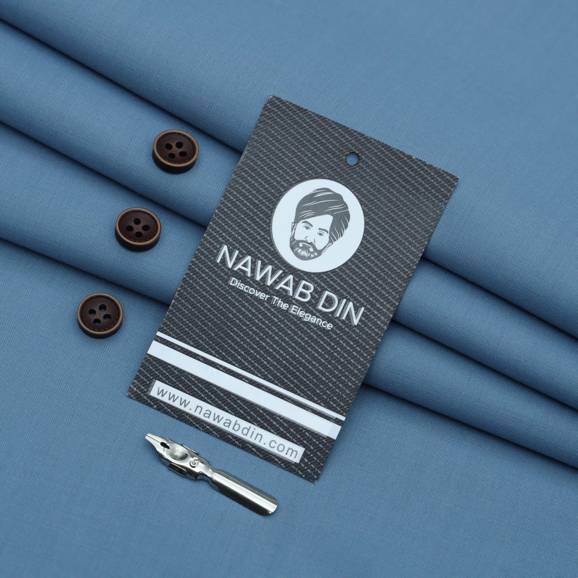 Premium Wash & Wear Suit - Mariner Blue - Nawab Din
