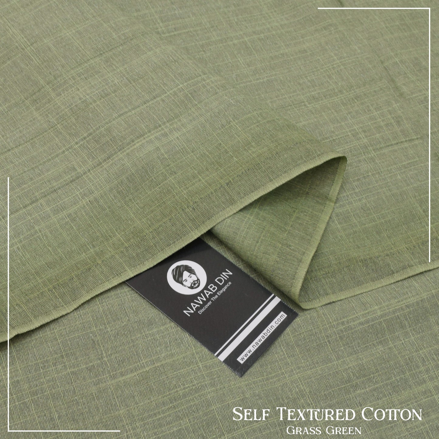 Self Textured Cotton -Grass Green - Nawab Din
