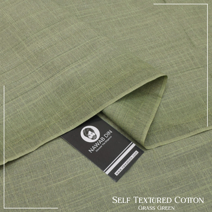 Self Textured Cotton -Grass Green - Nawab Din