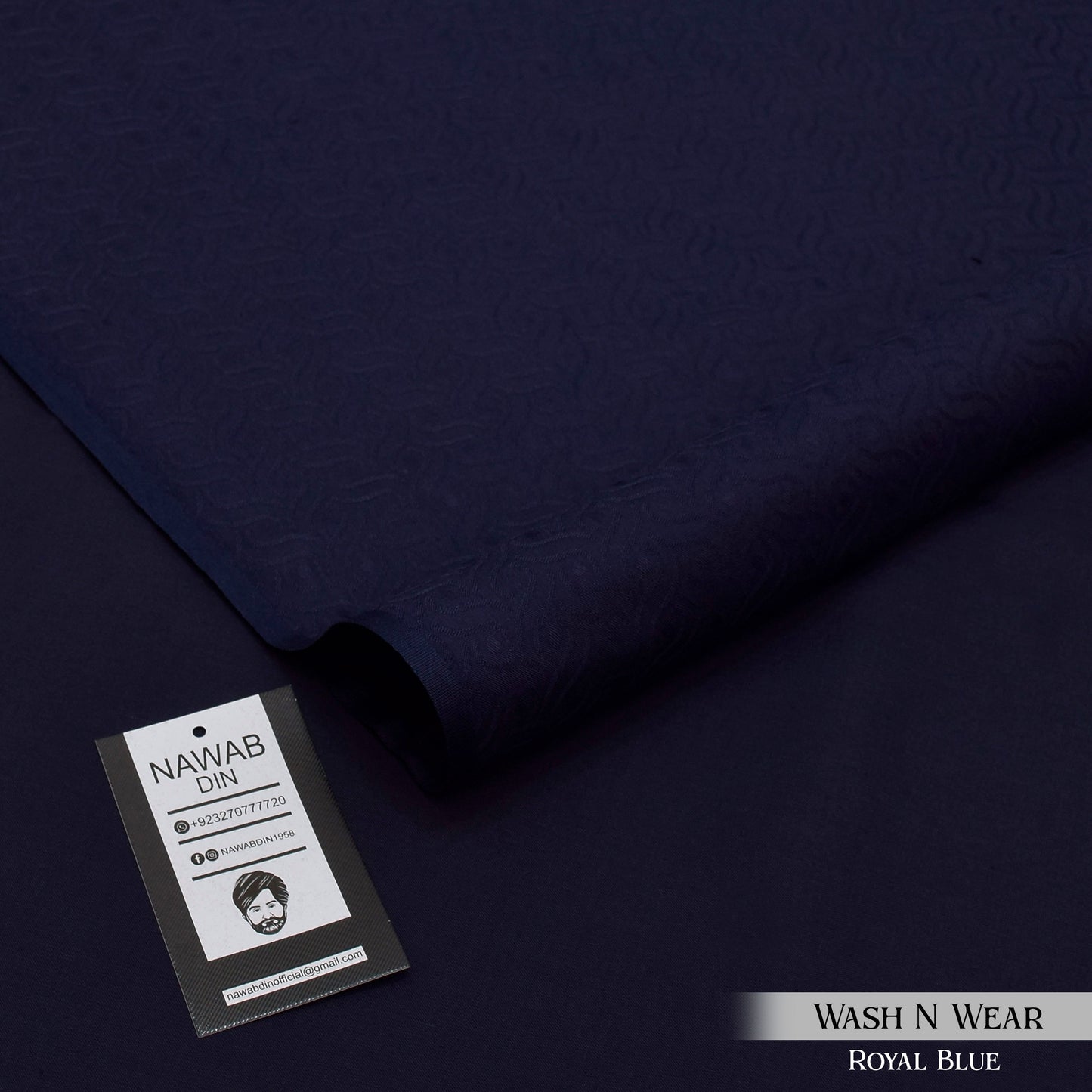 Self Print Wash & Wear - Royal Blue - Nawab Din