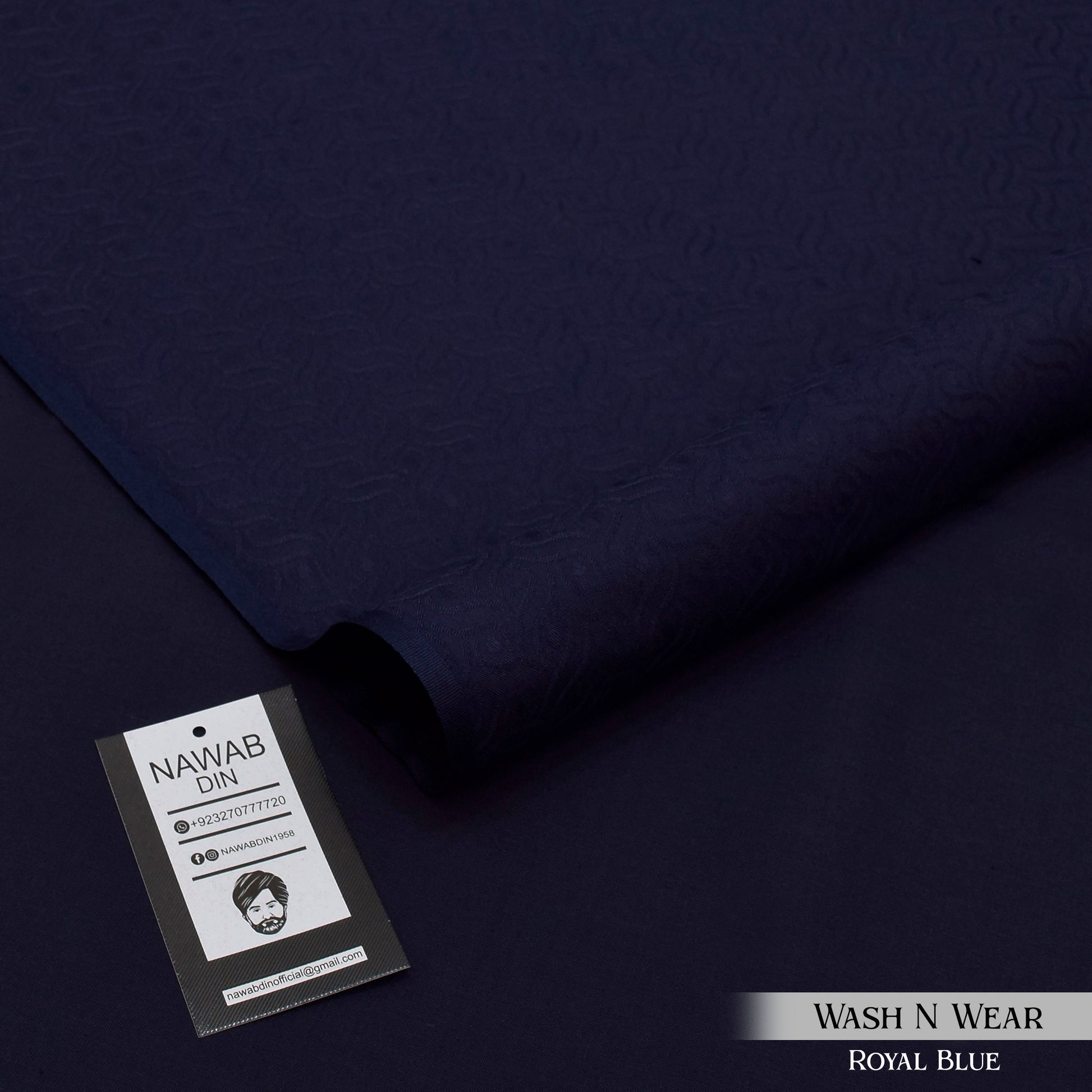 Self Print Wash & Wear - Royal Blue - Nawab Din