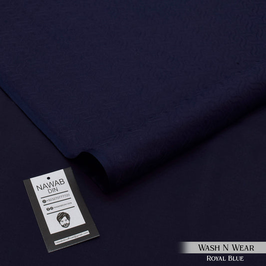 Self Print Wash & Wear - Royal Blue - Nawab Din