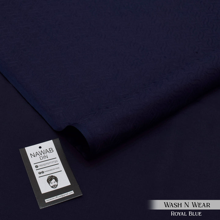 Self Print Wash & Wear - Royal Blue - Nawab Din