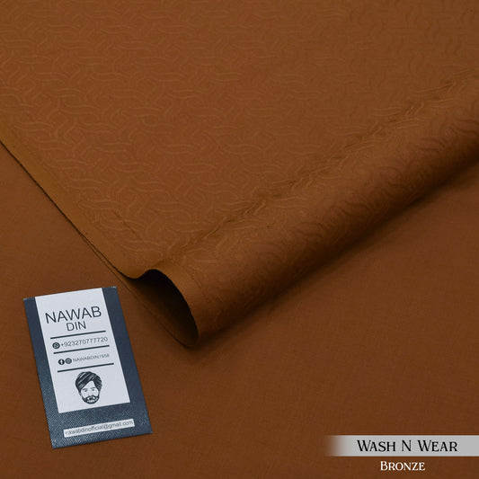 Self Print Wash & Wear Suit - Bronze - Nawab Din
