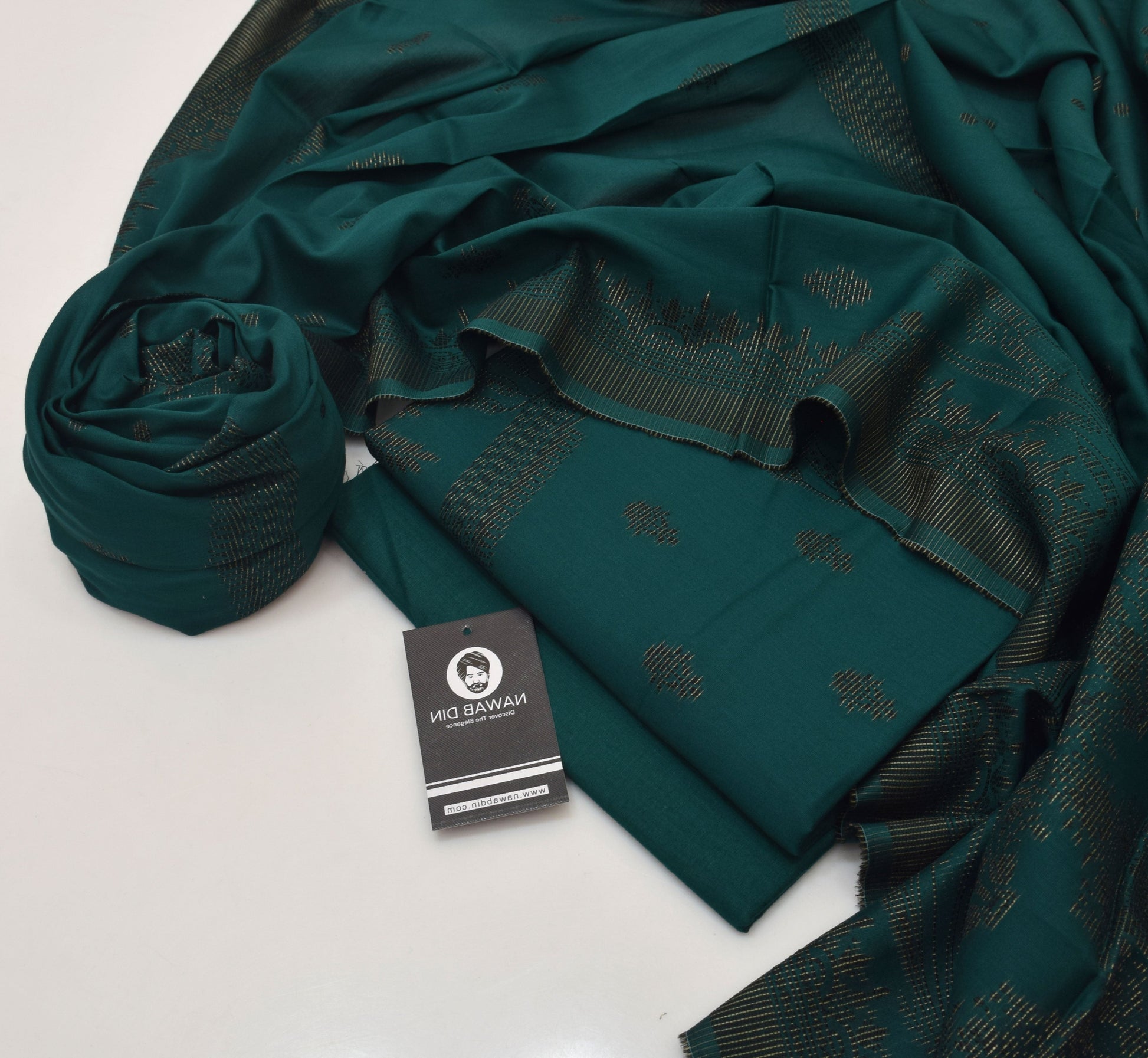 3 Pc Brosha Lawn Suit - Nawab Din