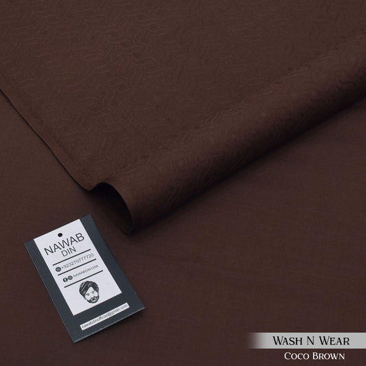 Self Print Wash & Wear Suit - Coco Brown - Nawab Din