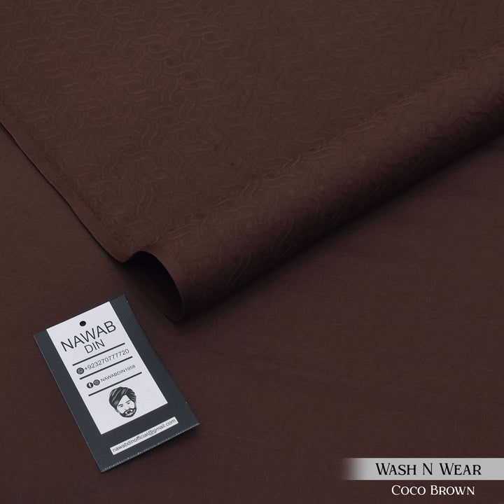 Self Print Wash & Wear Suit - Coco Brown - Nawab Din
