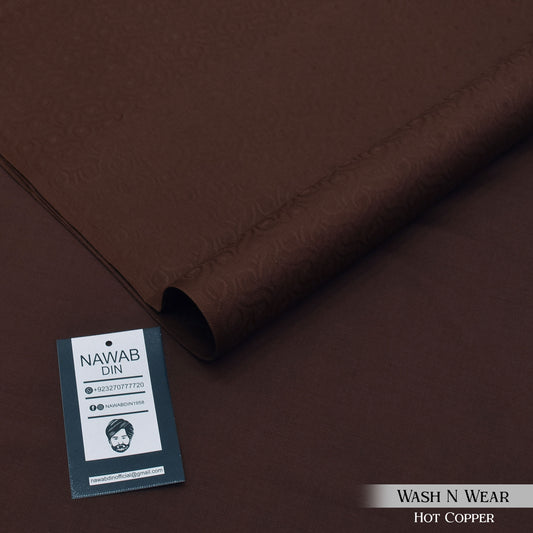 Self Print Wash & Wear Suit - Hot Copper - Nawab Din