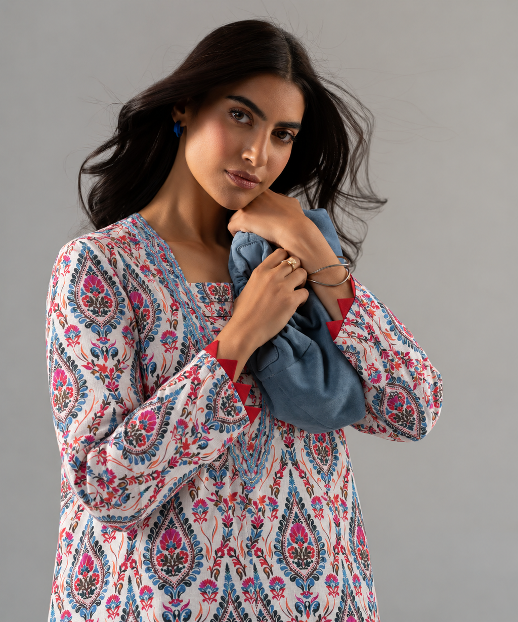 2PC Printed Khaddar Stitched Suit