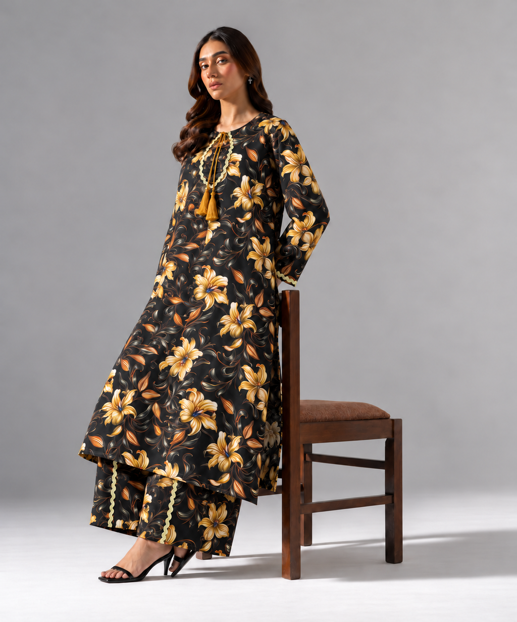 2PC Printed Khaddar Stitched Suit