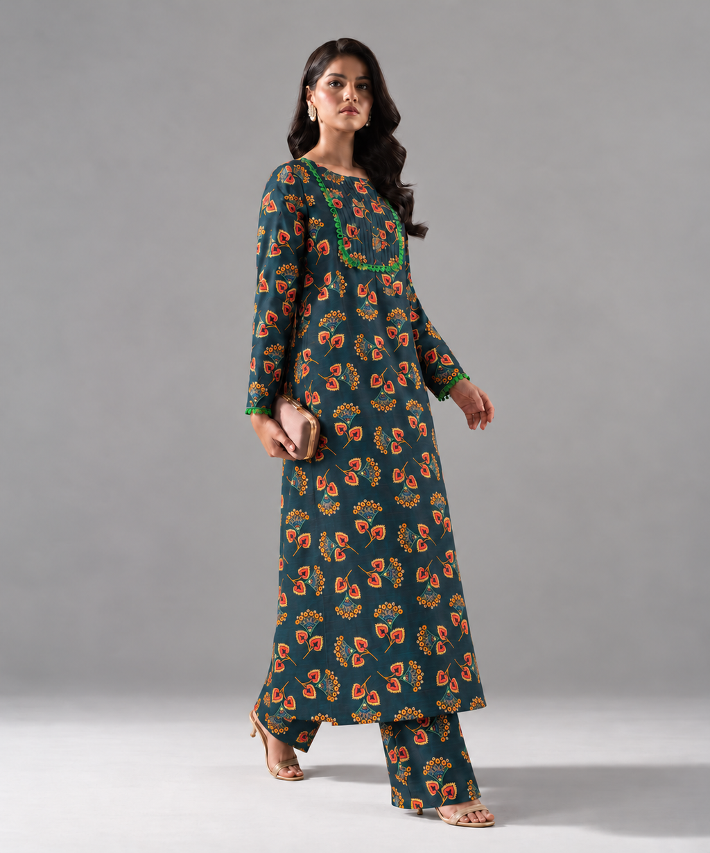 2PC Printed Khaddar Stitched Suit
