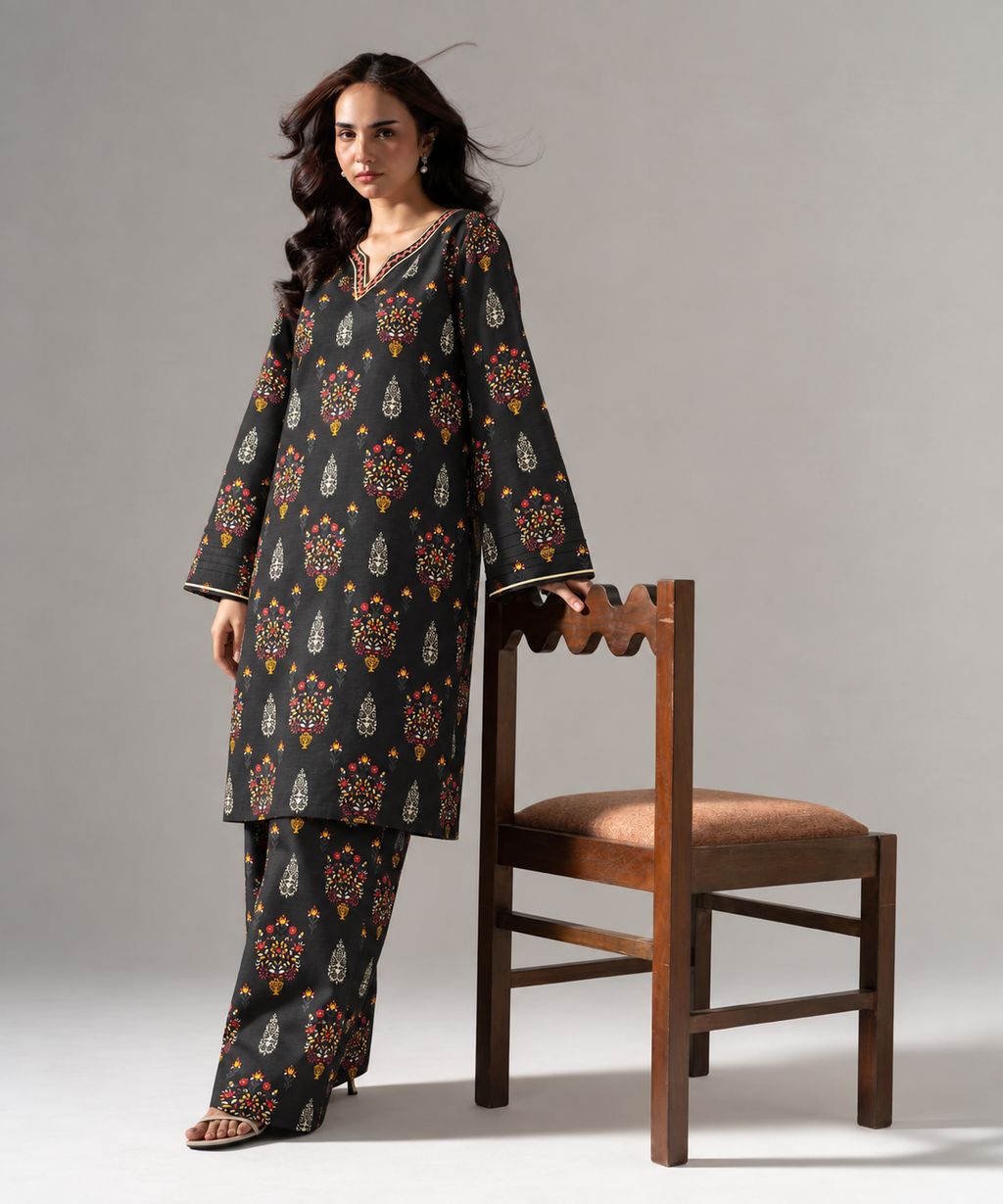 2PC Printed Khaddar Stitched Suit