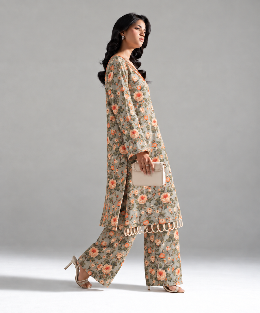 2PC Printed Khaddar Stitched Suit