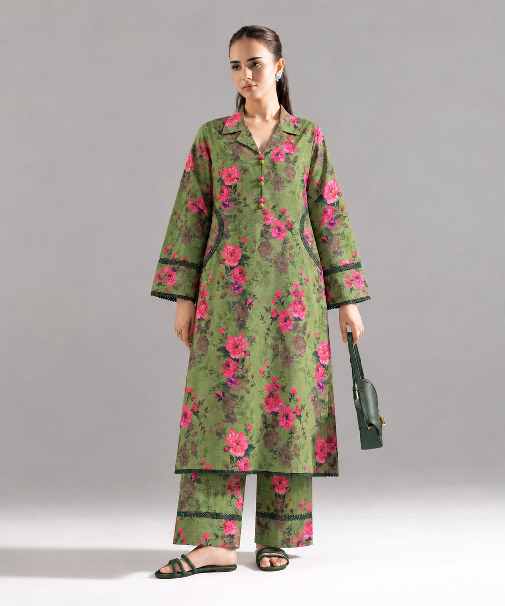 2PC Printed Khaddar Stitched Suit
