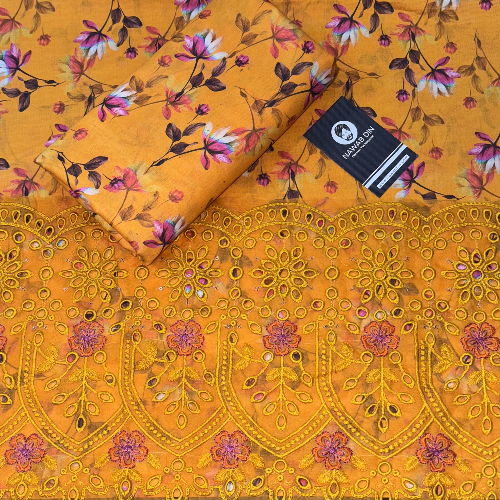 2 Pc Doria Lawn All Over Print With Embroidered Patch - Nawab Din