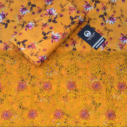 2 Pc Doria Lawn All Over Print With Embroidered Patch - Nawab Din