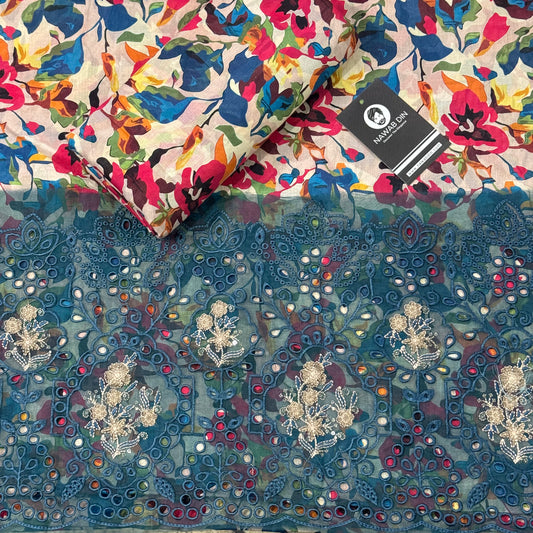2 Pc Doria Lawn All Over Print With Embroidered Patch - Nawab Din