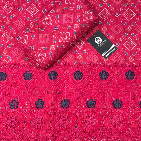 2 Pc Lawn All Over Print With Embroidered Patch - Nawab Din
