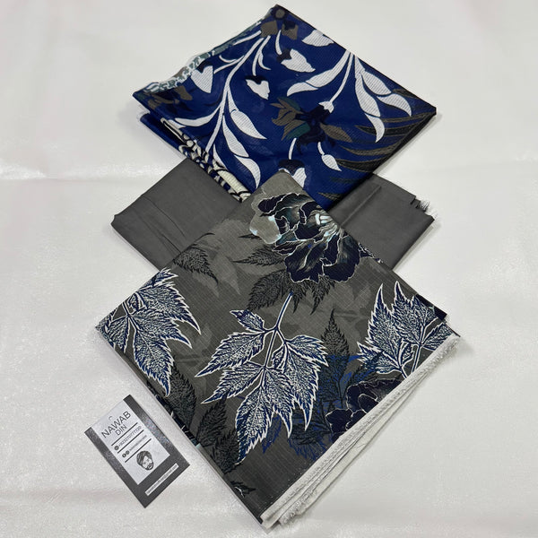 3 Pc Linen Printed Unstitched Suit