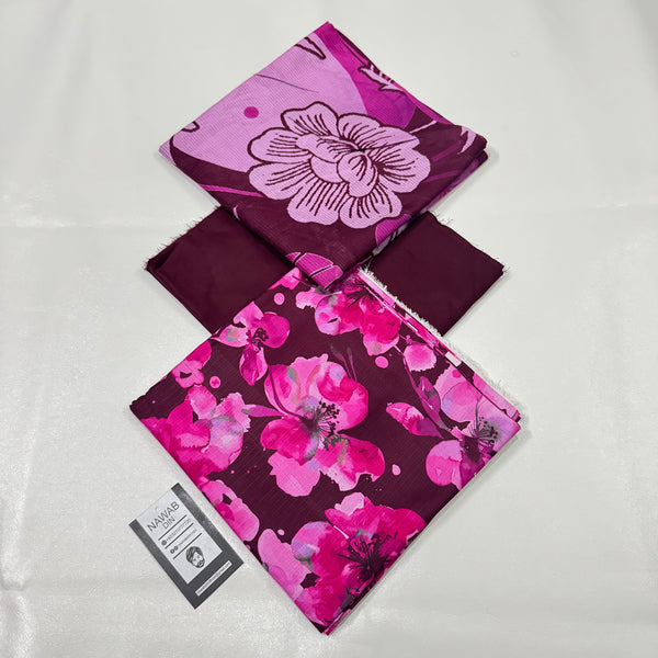 3 Pc Linen Printed Unstitched Suit