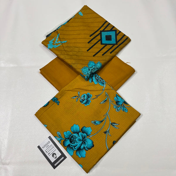 3 Pc Linen Printed Unstitched Suit