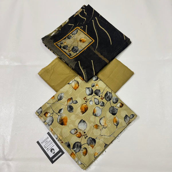 3 Pc Linen Printed Unstitched Suit
