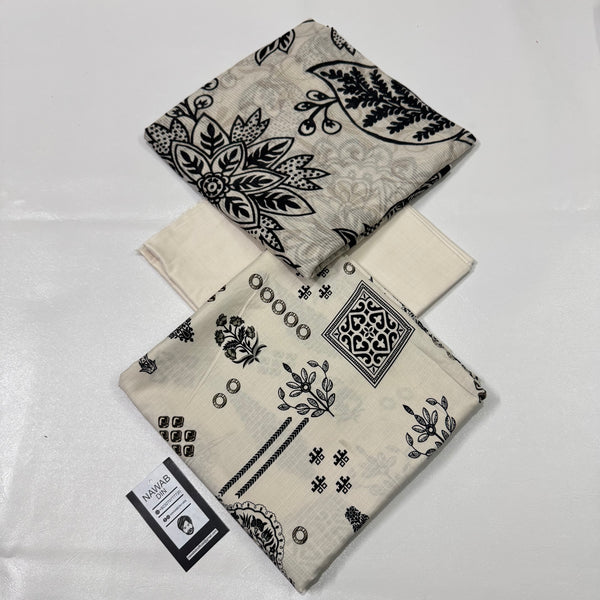 3 Pc Linen Printed Unstitched Suit