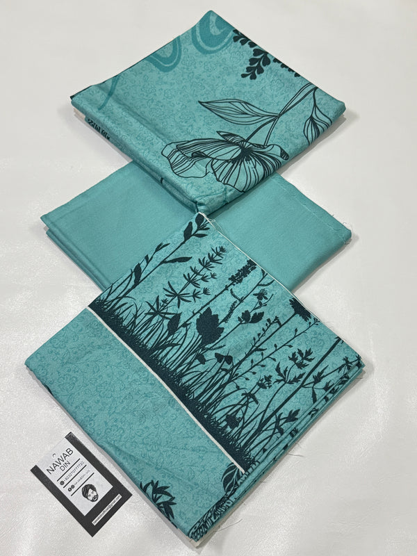 3 Pc Karandi Printed Unstitched Suit