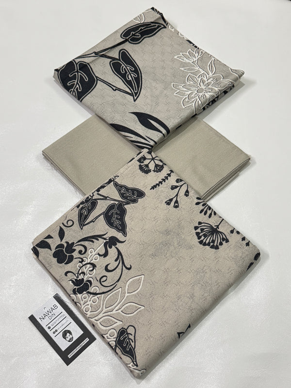 3 Pc Karandi Printed Unstitched Suit