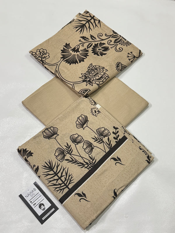 3 Pc Karandi Printed Unstitched Suit