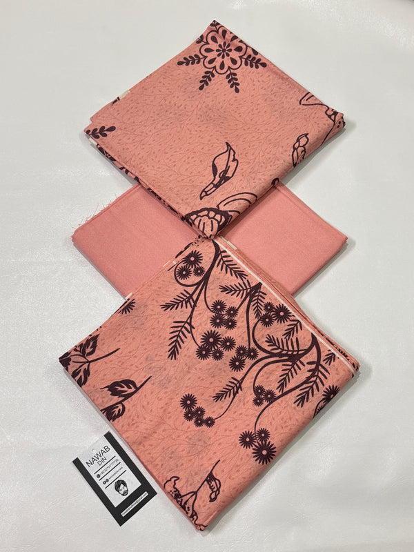 3 Pc Karandi Printed Unstitched Suit