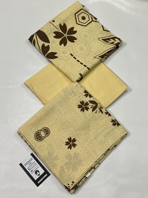 3 Pc Karandi Printed Unstitched Suit