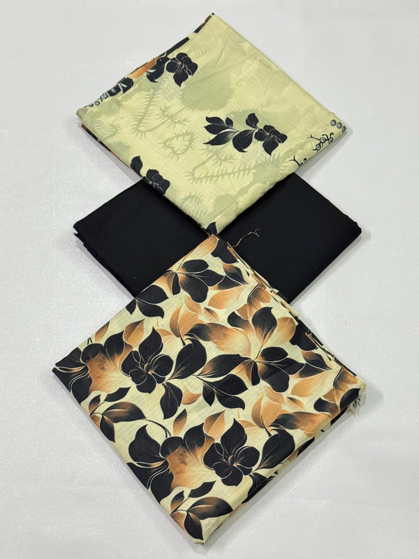 3 Pc Doria Linen Printed Unstitched Suit