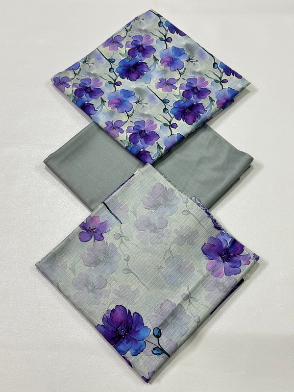 3 Pc Doria Linen Printed Unstitched Suit