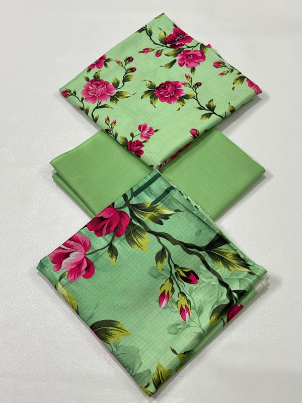 3 Pc Doria Linen Printed Unstitched Suit