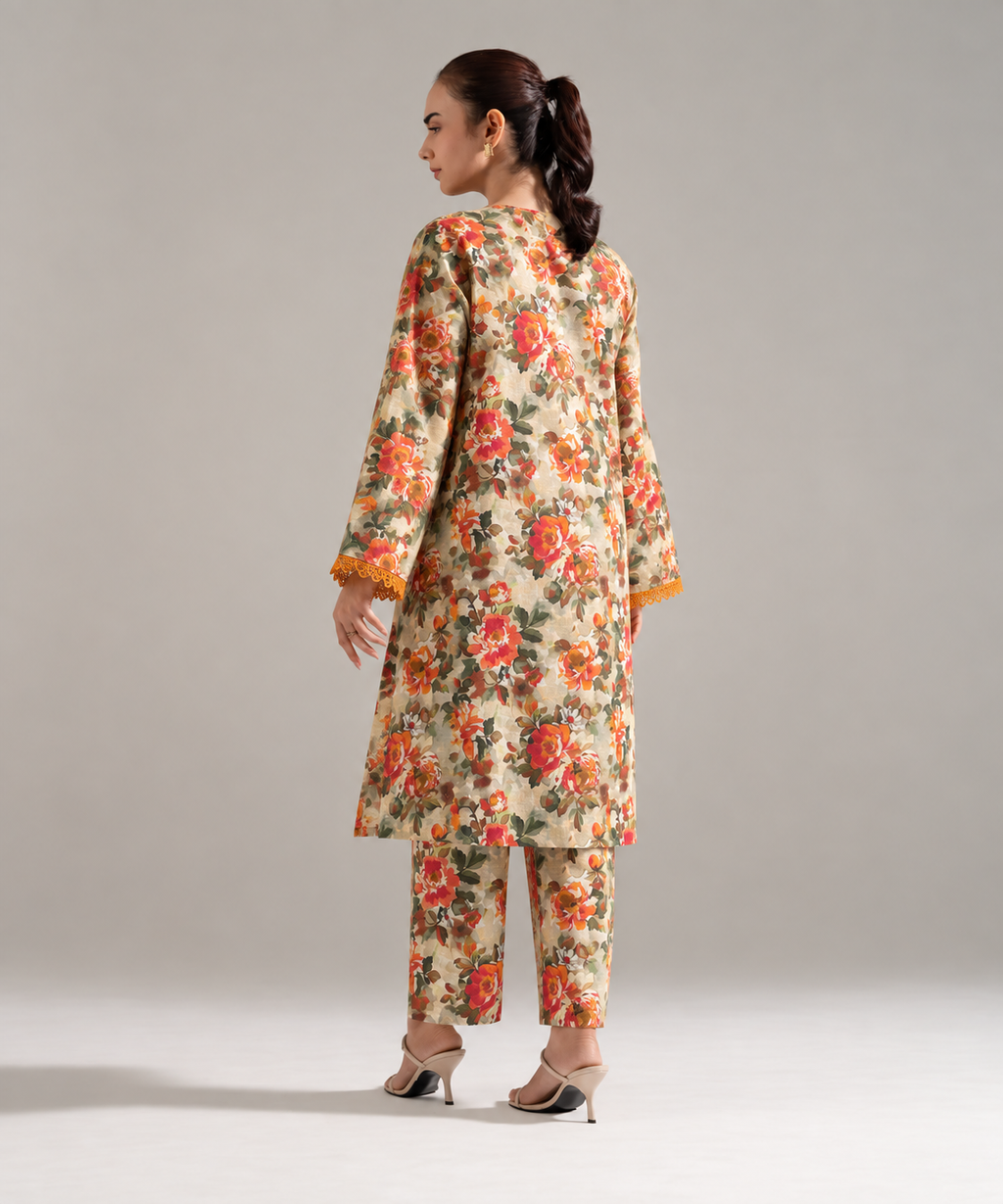 2PC Printed Khaddar Stitched Suit