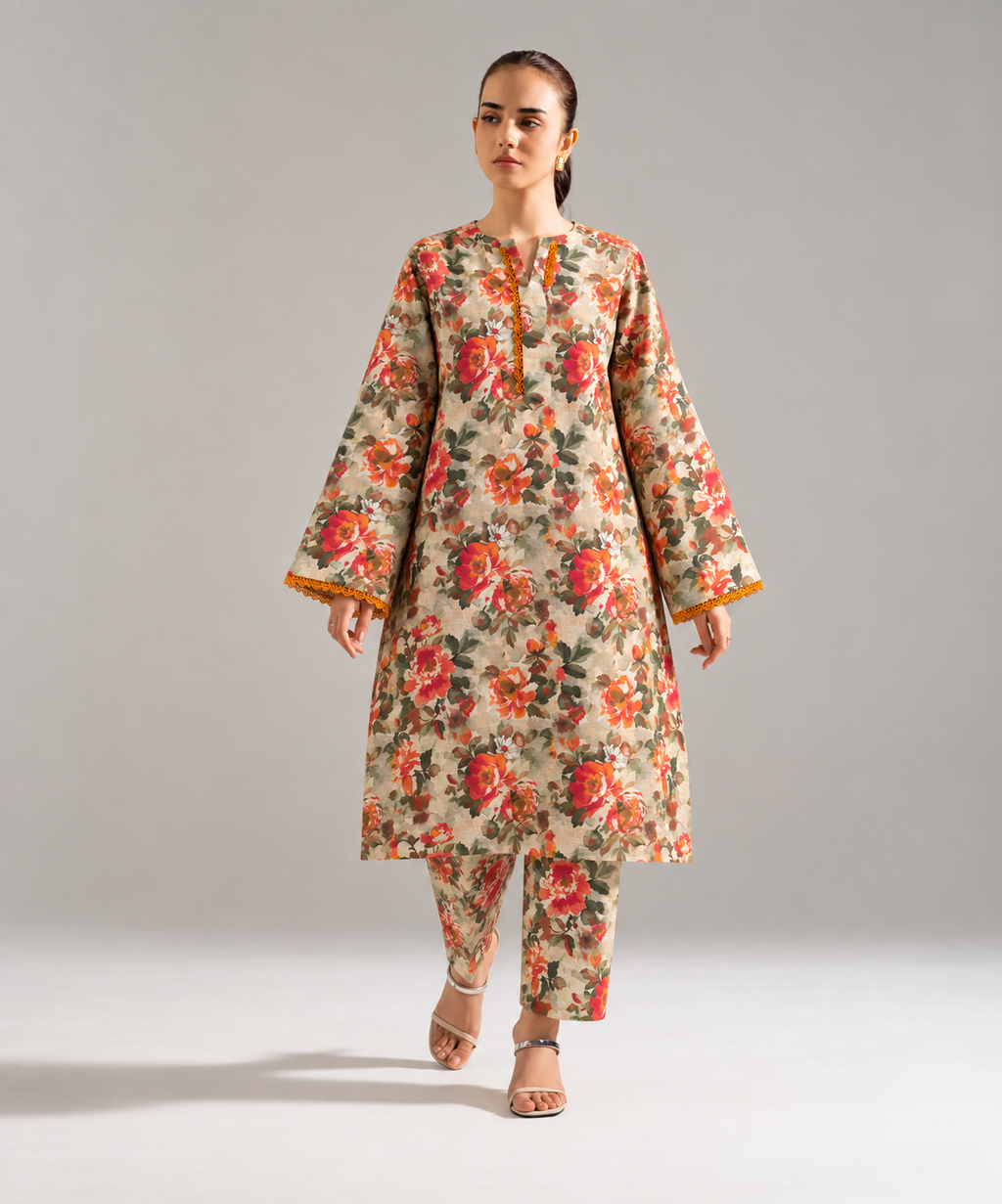 2PC Printed Khaddar Stitched Suit