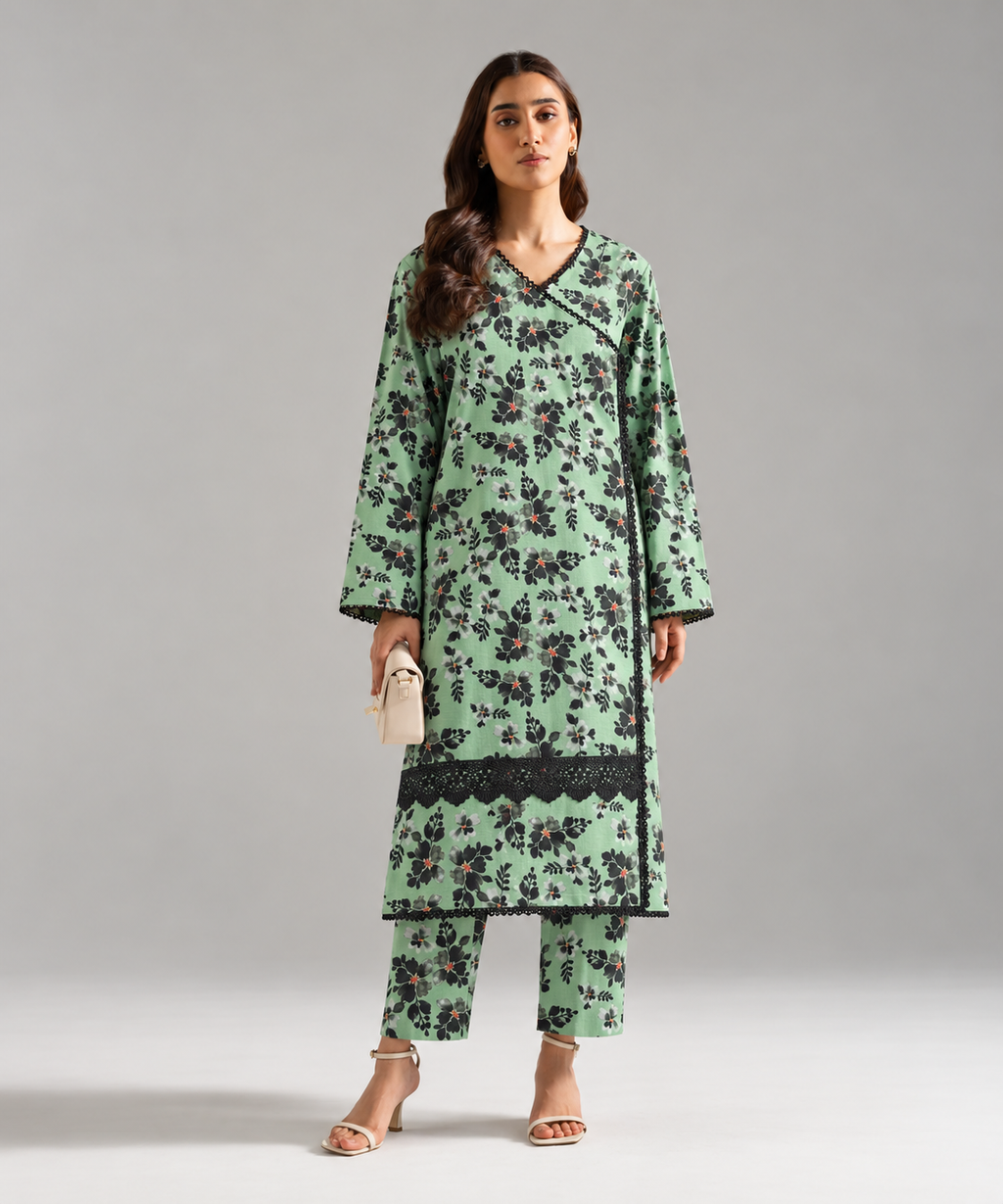 2PC Printed Khaddar Stitched Suit