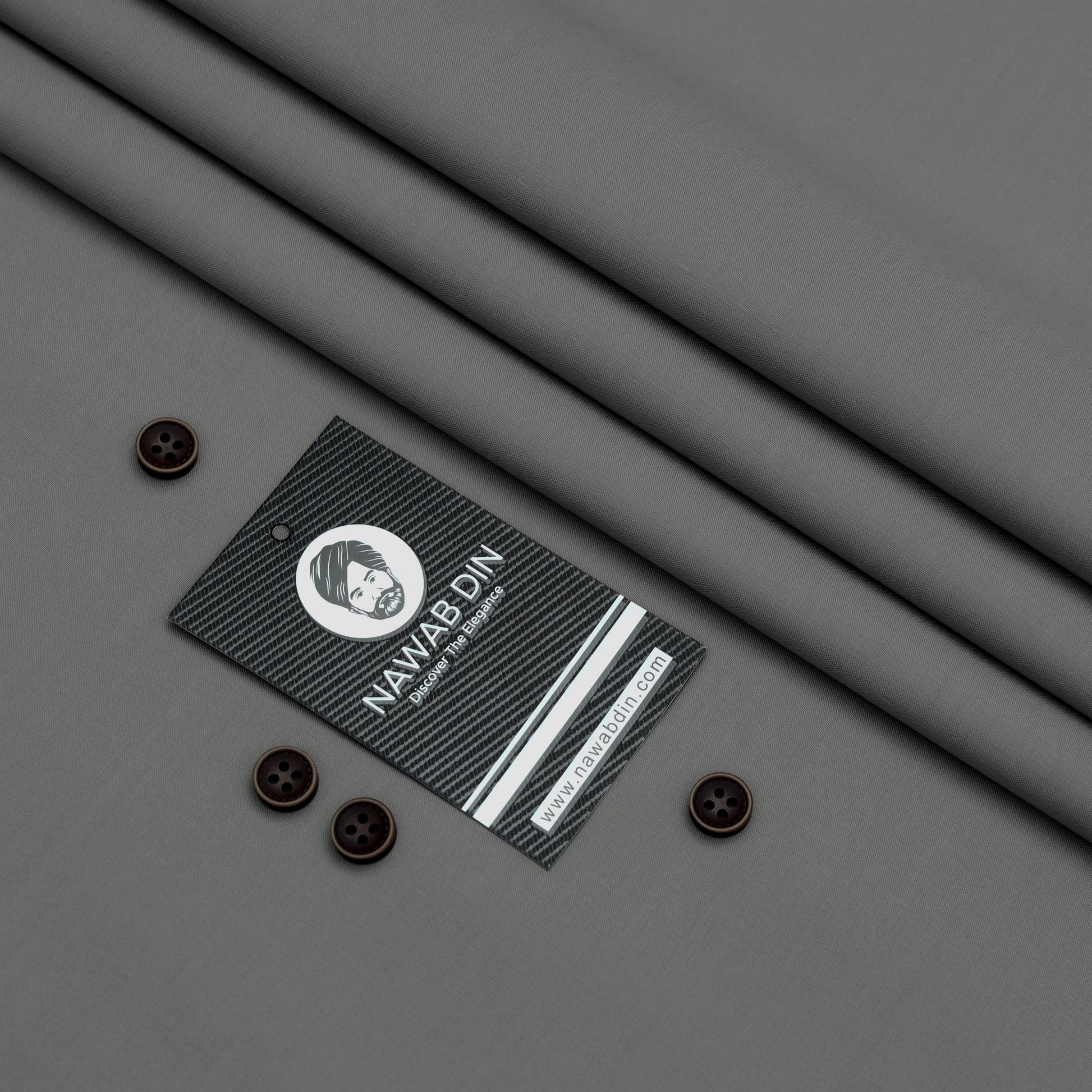 Premium Wash & Wear Suit - Gray - Nawab Din