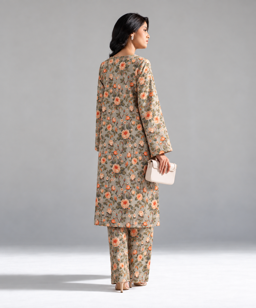 2PC Printed Khaddar Stitched Suit