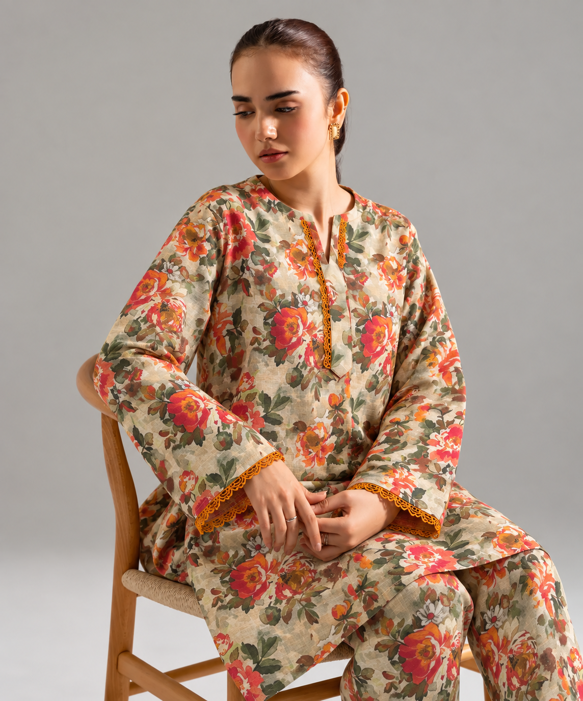 2PC Printed Khaddar Stitched Suit