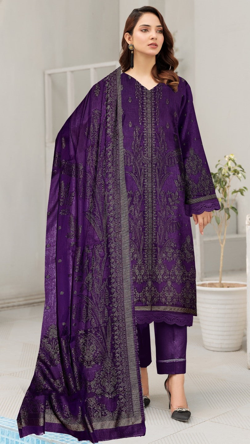 3 Pc Brosha Lawn Suit - Nawab Din