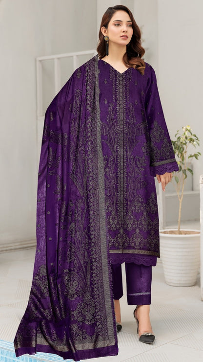 3 Pc Brosha Lawn Suit - Nawab Din