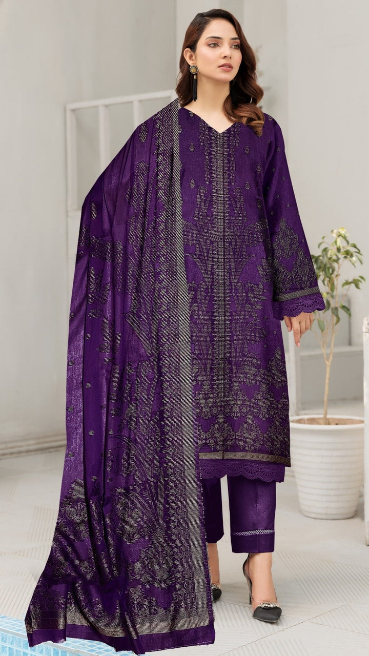 3 Pc Brosha Lawn Suit - Nawab Din