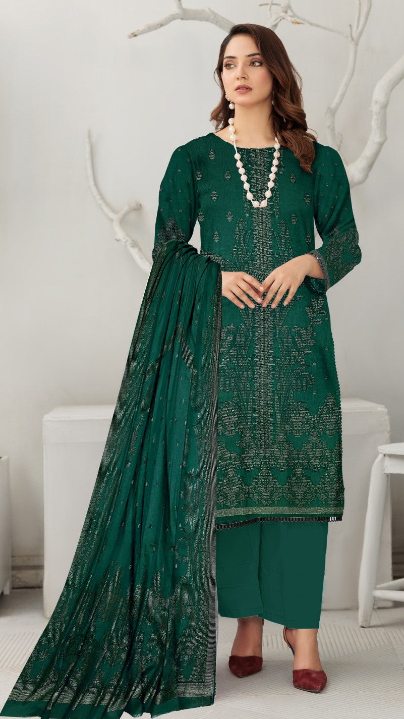 3 Pc Brosha Lawn Suit - Nawab Din